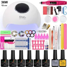 36 Вт/54 Вт Светодиодная УФ лампа для ногтей выберите 6 цветов гель лак для ногтей акриловый набор электрическая дрель для ногтей машина для маникюра Набор