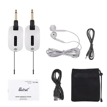 

Belcat T4R4 UHF Guitar Receiver Built-in Rechargeable Lithium Battery 4 Channels Max.100M Transmission Range with Earphone