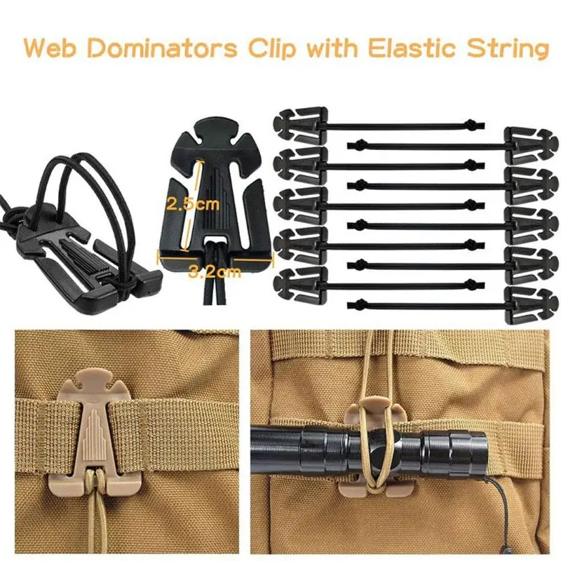 4pcs Nylon Webbing Strap Backpack Quick Release Buckle Clip Chest Strap Gray