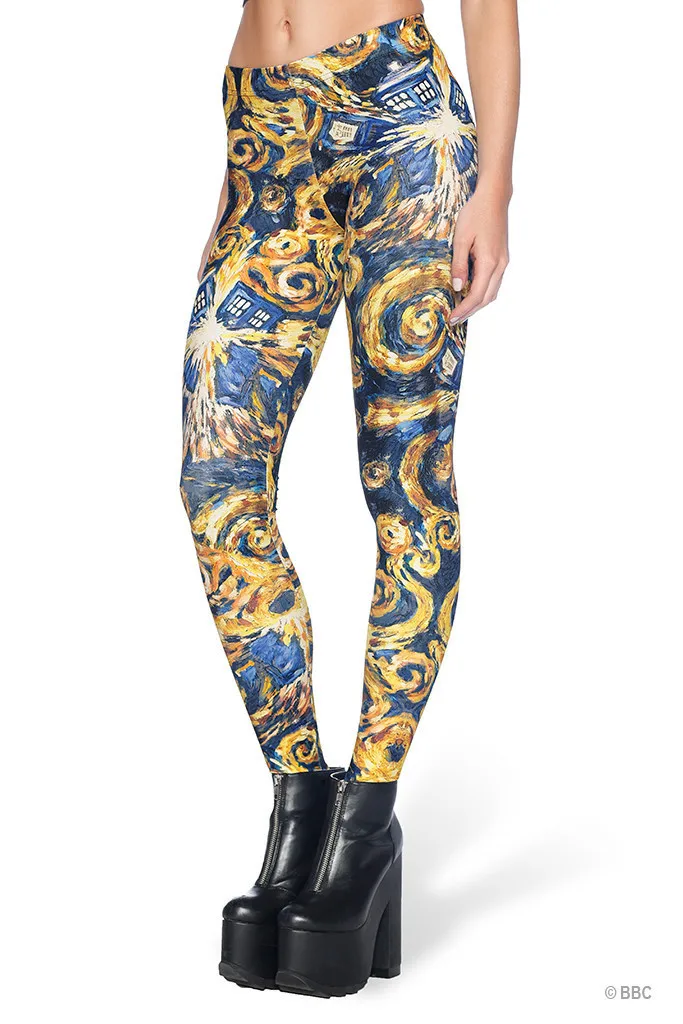 

EBay Hot Sales Digital Printing Yellow Oil Painting Totem Leggings Slim Fit Elasticity Athletic Pants