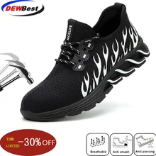 Мужская Повседневная дышащая рабочая обувь со стальным носком; Летние сетчатые ботинки для безопасности