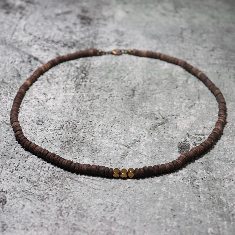 Minimalistischen Herren Halskette Natürliche Wenge Holz Kragen Freund Geschenk 4/6/8mm Disc Perlen Erkek Kolye Neck zubehör Halsreif Collier – Detail 8