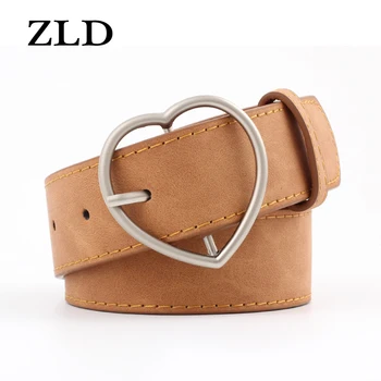 

ZLD wild lady imitation leather belt alloy heart Japanese word buckle ladies matte leather belt student belt designer belt