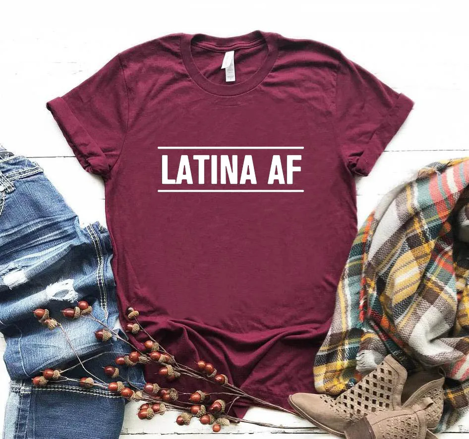 Женская футболка с принтом «atina AF», смешные изделия из хлопка, футболка для девушек Yong girl, 6 цветов, Прямая поставка, S-465 - Цвет: Бургундия
