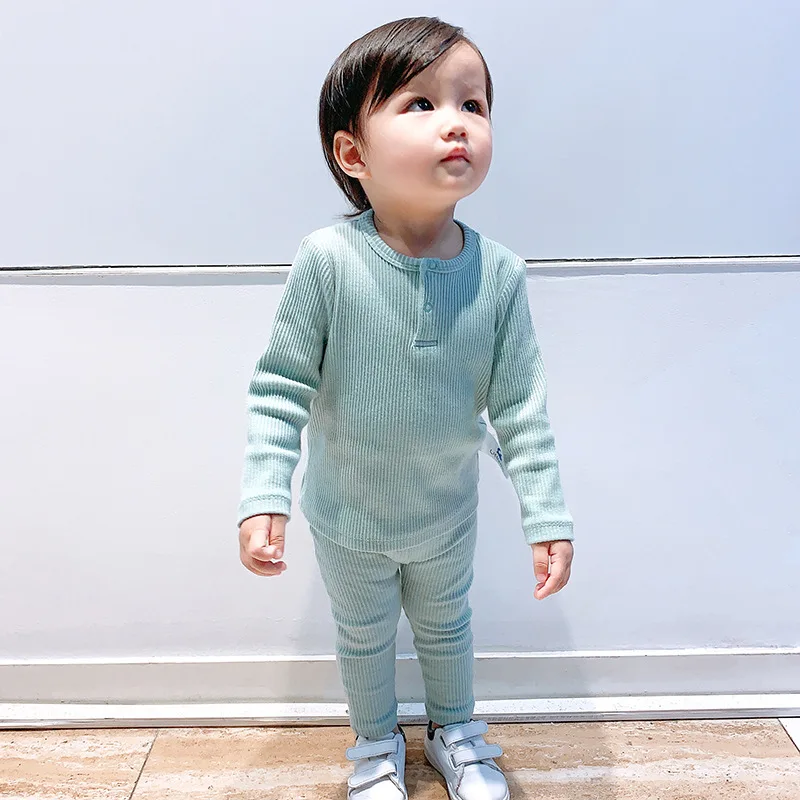 

Baby Girl Clothes Set Pure Cotton Infant Boys Long Sleeve Set Sweaters+Pants 2pcs Warm Thread Pit Jerseys Kids Clothing Outfits