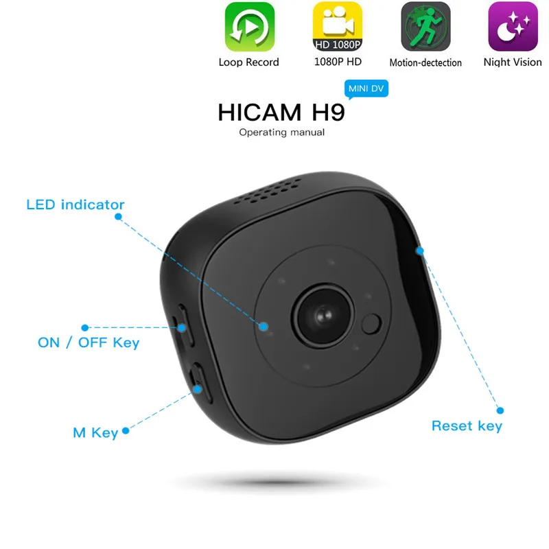 2019 Новинка H9 мини камера Hd 1080P Инфракрасный ночное видение диктофон детектор