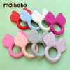 1pcs Silicone Teether Cartoon Mouse Head Animal Food Grade Silicone Teething Toys For Teeth Tiny Rod Baby Teether Gifeg 2