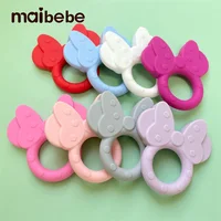 1pcs Silicone Teether Cartoon Mouse Head Animal Food Grade Silicone Teething Toys For Teeth Tiny Rod Baby Teether Gifeg 2
