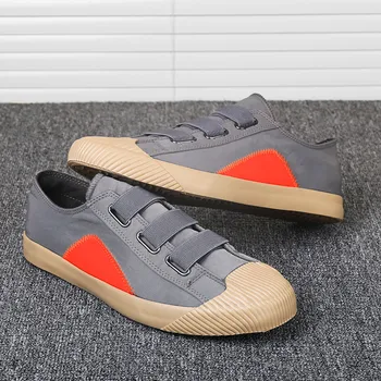

High-end men's casual shoes sports shoes soft large size tennis flat shoes mesh breathable Colorblock men's shoes canvas shoes