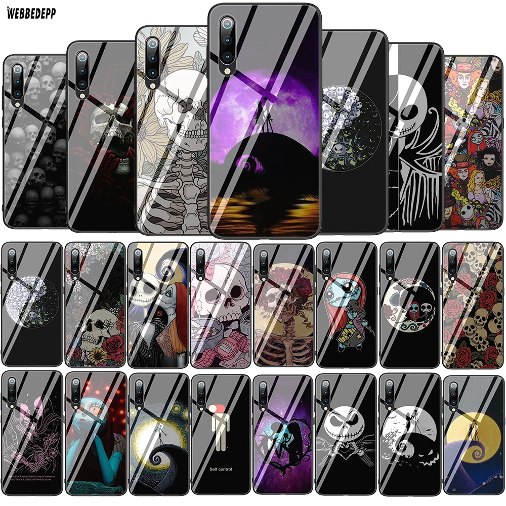 

Dancing Nightmares skull Tempered Glass Soft Case for Xiaomi Redmi Note 5 6 7 Pro Mi 8 Lite 9 A1 A2 F1 TPU Cover