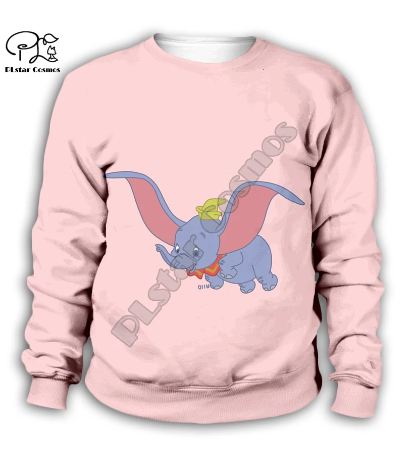 Family clothing Kids baby 3D Hoodies anime Dumbo Print zipper coat Boy Girl pink Sweatshirt children kawaii
