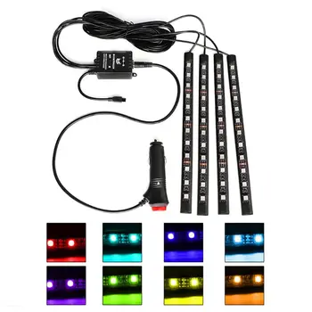 

4 Packs 48 LED Car Interior Lights，Car LED Strip Lights，MultiColor Music Light LED Under dash Lighting Kit with Sound Active