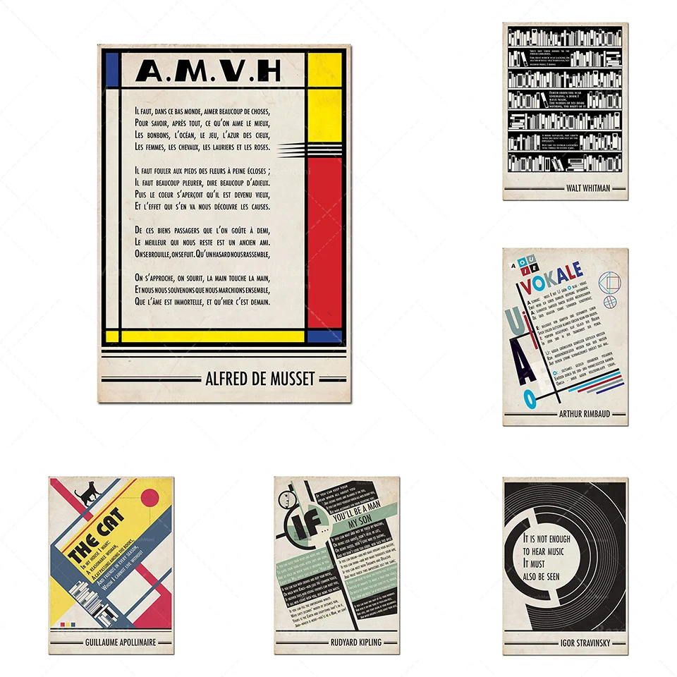 Affiche Poème Charles Baudelaire Albatross-Poster Poesie Les Fleurs Du Mal Litterature Illustrazione Decorazione Moderna Bauhaus De