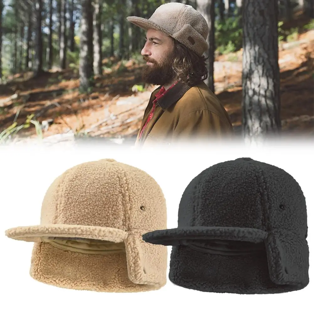 Новая теплая шапка с имитацией овчины на осень и зиму, дышащая Шапка черного/верблюжьего цвета для кемпинга, альпинизма, повседневная одежда унисекс