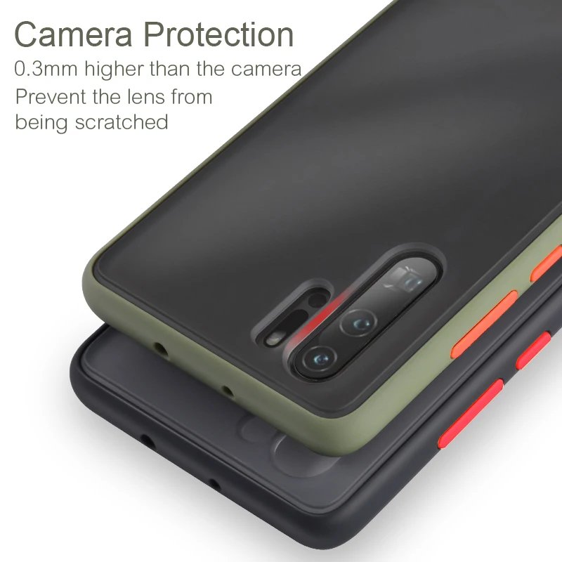 Shockproof Armor Phone Case on For Huawei P30 Pro huawei p30 huawei mate 20 pro Case Transparent Matte PC Hard Back Cover Coque