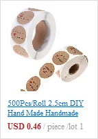 500Pcs/Roll 2.5cm DIY Hand Made Handmade With Love Label Wedding Stickers Adhesive Sticker Kraft Round Labels Wholesale price