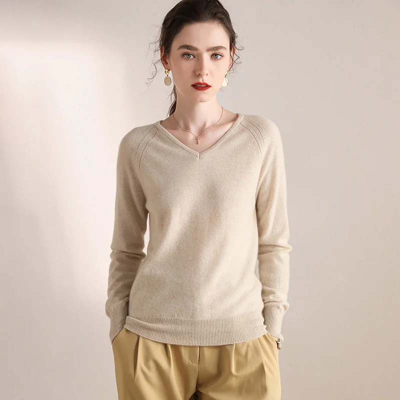 Женский сексуальный свитер вязаный пуловер с v-образным вырезом и длинными