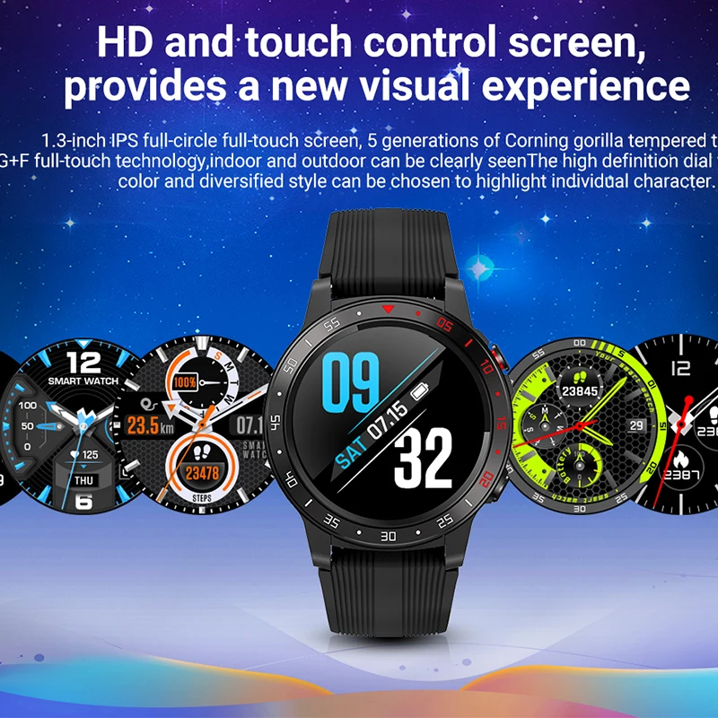 LEMFO M5S спортивные мужские умные часы с поддержкой 2G sim-карты 1,3 дюймов полный круглый Сенсорный экран для сердечного ритма IP67 Водонепроницаемый Компас погода