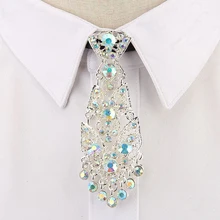 Женский Мужской галстук, модный унисекс корейский галстук для вечеринок, приемов, свадеб, Модные металлические стразы, галстуки