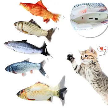 

3D Electric Fish Shape Catnip Cat Playing Toy USB Charging Realistic Plush Wagging Fish Stuffed Pillow Doll Catnip Interactive G