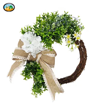

Rustic Front Door Wreath Greenery Plant Wreath Wedding Flower Photo Props Artifical Plants Garland Farmhouse Wall Decor