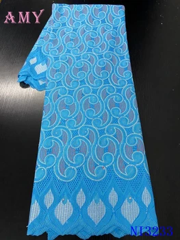 

2020 Latest African Cotton Lace Fabric With Eyelet Holes Swiss Voile Lace In Switzerland For Wedding Party Sewing AMYNI3233