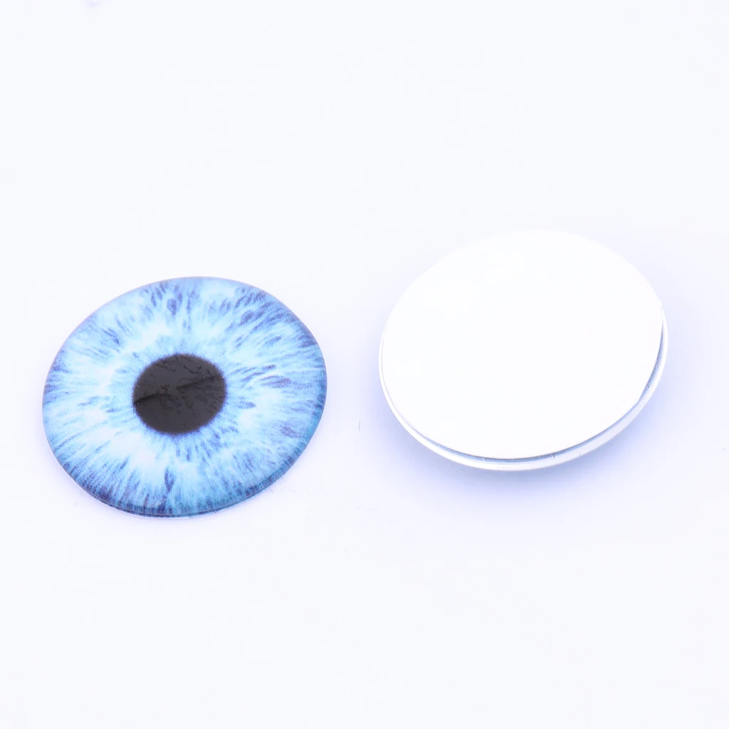 48pcs Mixed Pattern Eye Photo Glass Cabochon 14mm Thin Flat Back Diy For Jewelry Making