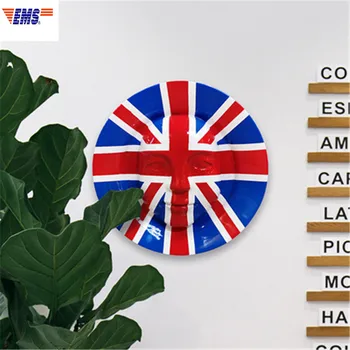 

European Style Abstraction Human Face The Union Flag Resin Round Disc Wall Decoration Living Room Background Wall Hangings X2706