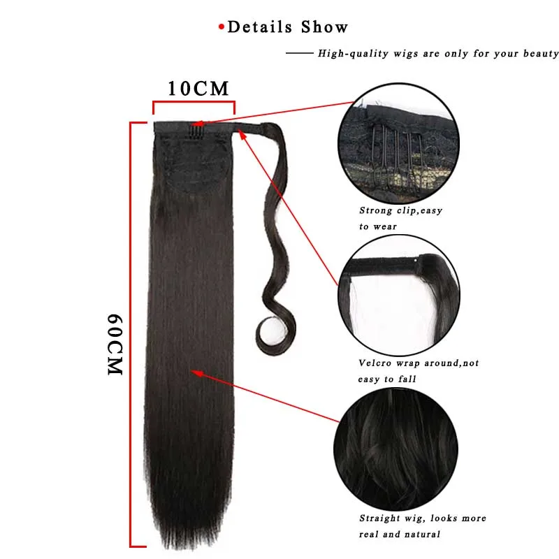 DIANQI Synthetic Corn Wavy Long Curly Ponytail Hairpiece Wrap on Clip Hair Extensions Black Pony Hair DIANQI Synthetic Corn Wavy Long Curly Ponytail Hairpiece Wrap on Clip Hair Extensions Black Pony Hair