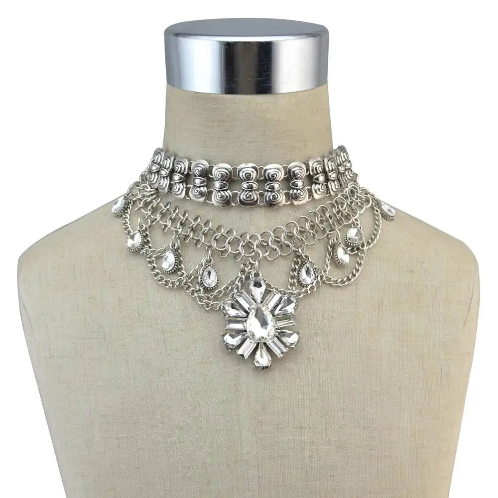 Винтаж Кристалл инструкция Maxi Choker шеи колье женское колье с монетой и кулоном Бохо большие модные украшения для женщин Подарки