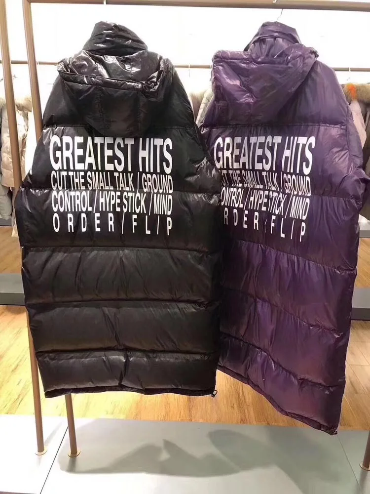 South Korea Winter New Style WOMEN'S Dress down Jacket Dongdaemun Lettered Fashion Thick Long Velvet Down Jacket Women's