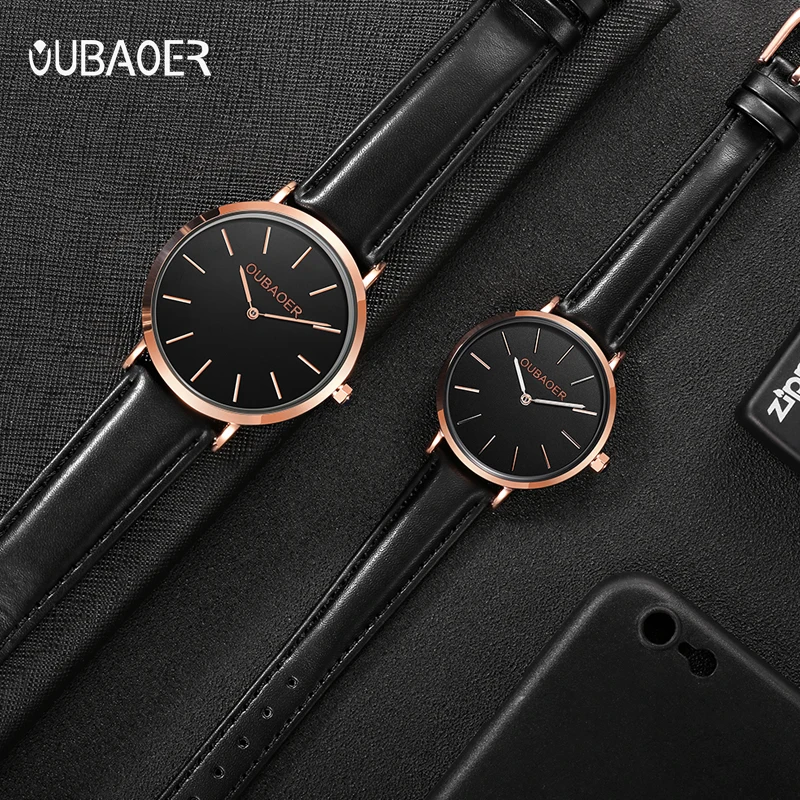 OUBAOER Брендовые Часы для пар простые Стильные кварцевые модные наручные часы