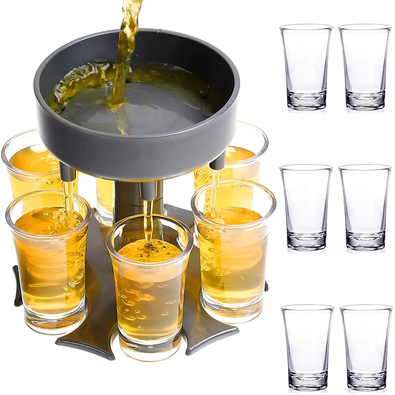 

6 Shot Glass Dispenser Holder Pour Wine Splitter Draft Beer Dispenser for Beverage Whisky Party Accessories Drinkware Barware