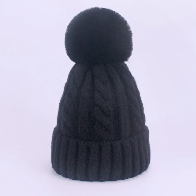 New Pom Poms Women Winter Hat Casual Beanies Fashion Crochet Knitting Hat Outdoor Warm Thick Female Cap Hat feminino Beanie Hats - Цвет: C