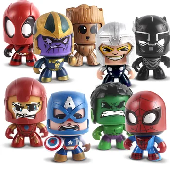

Marvel Mighty Muggs Cool Head Change Face Action Figure Toys Iron Man Hulk Spiderman Captain America Thanos Model Toy Dolls 10CM