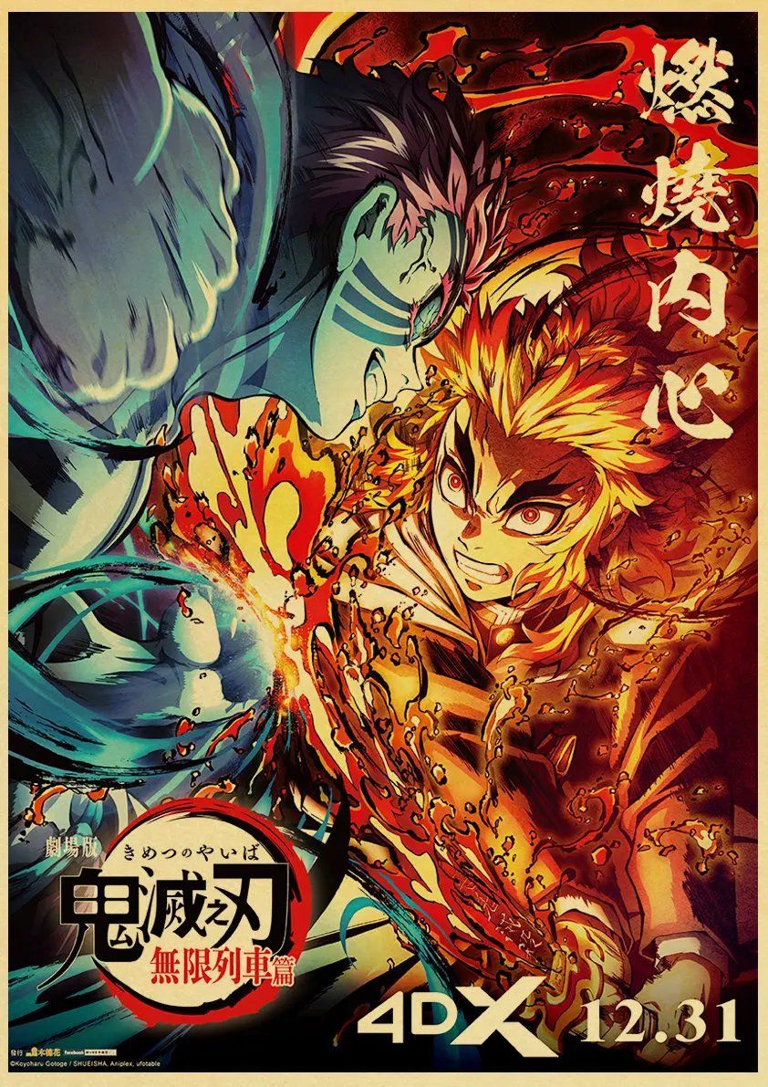 Japanese Comic Movie Demon Slayer Mugen Train Anime Poster Kimetsu no Yaiba : Mugen Ressha-hen Art Painting Wall Stickers