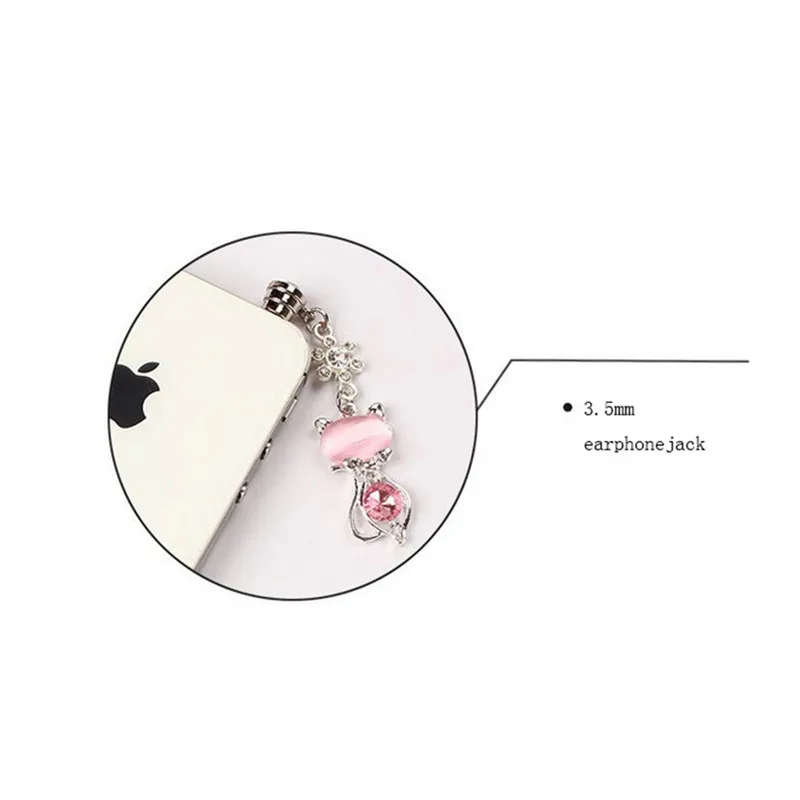 Rhinestone Cat 3,5 мм Jack Antil-dust Наушники пылезащитный Разъем для iPhone78plus samsung универсальный милый мобильный телефон, пыленепроницаемый, вилка