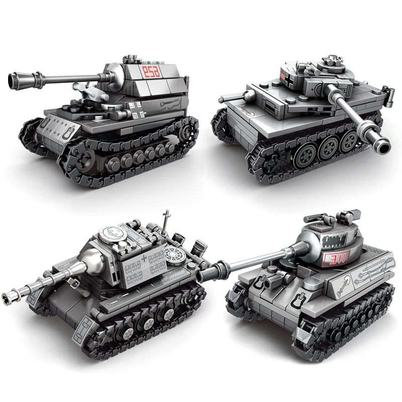 

Baby Semp Educational Inserted Building Blocks Toy Iron And Steel Empire 101213-101216 Super Tank Combat Car Boy