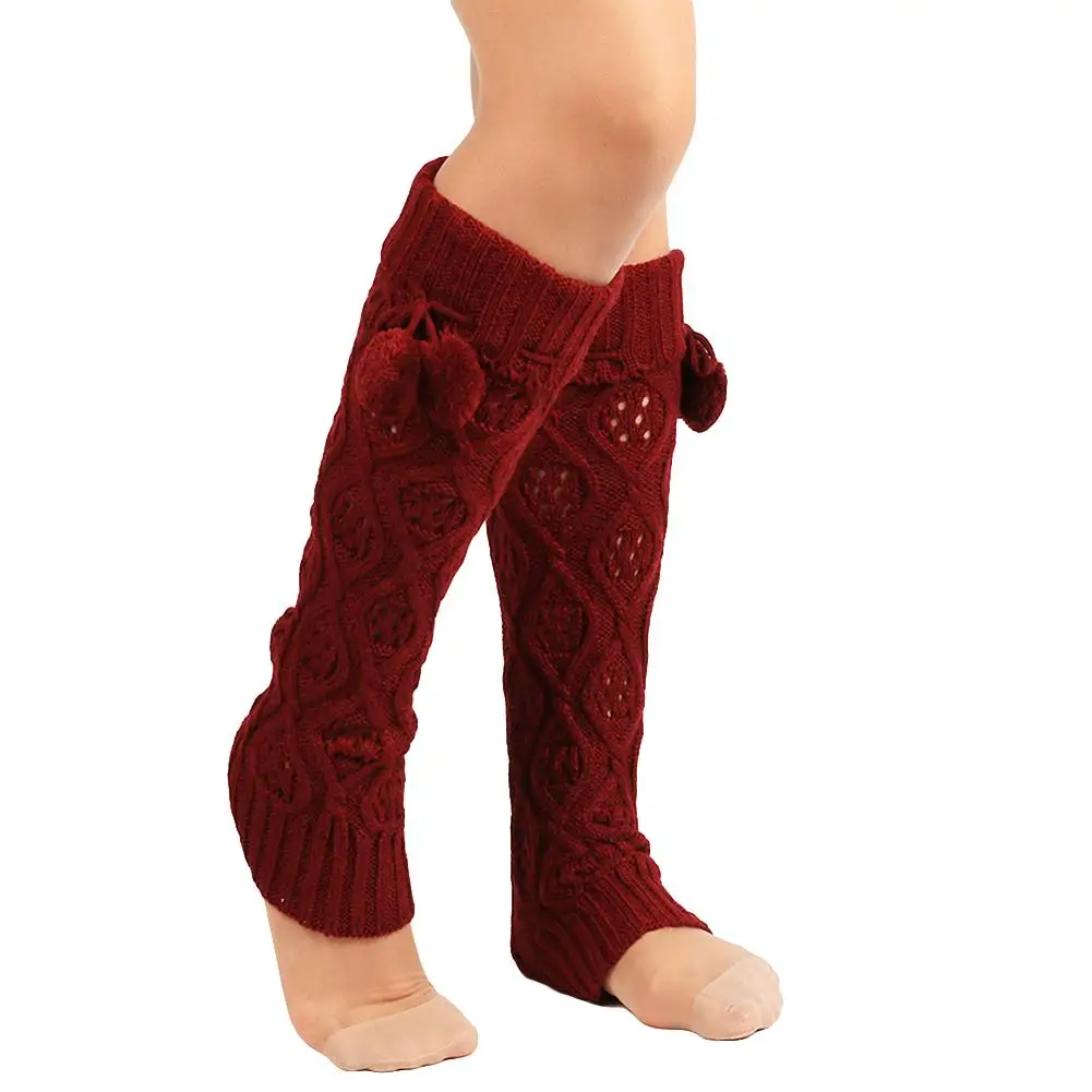 Warmers Knee High Boot Socks with Fur Ball Women Fashion Knitting Footless Leg 2019 | Женская одежда