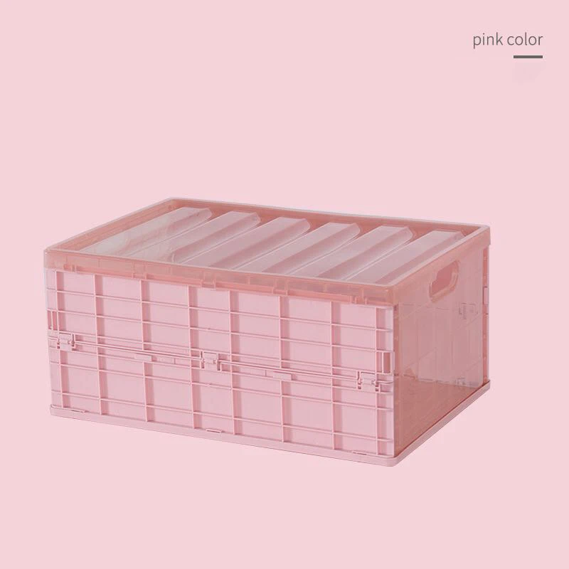 Pink Складная коробка для хранения автомобиля, пластиковая игрушка, корпус контейнера-органайзера для макияжа, многофункциональная стильная сумка для багажника, органайзер для салона автомобиля - Цвет: Pink
