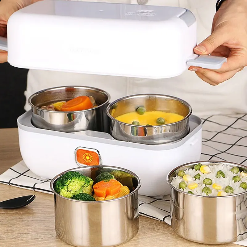US $41.68 DoubleLayer Stainless Steel Insulated Lunch Box Portable PlugIn Heating Bento Box High Capacity Office Lunchbox Food Container
