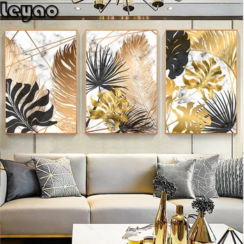 

Nordic Plants Golden Leaf diamond Painting Botanical full diamond embroidery 5d Abstract Wall Art Pictures for Living Room Decor
