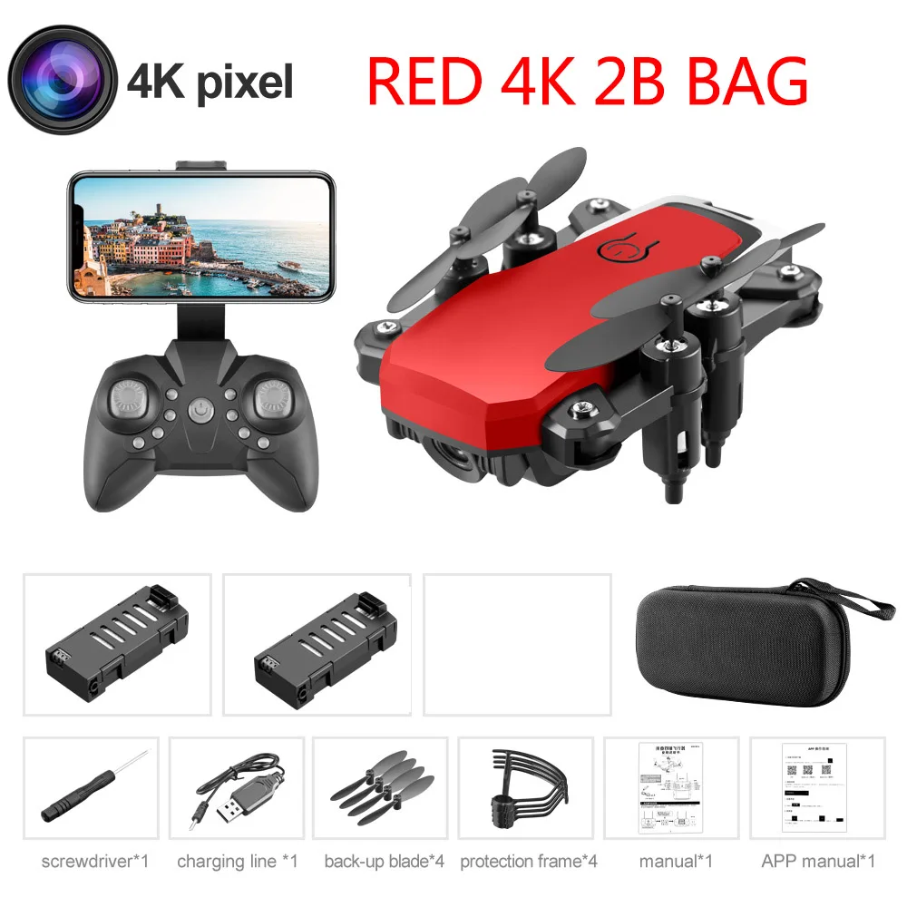 Red 4K 2B LF606 квадрокоптер мини Дрон с 4K камерой HD складные дроны один ключ возврат FPV Следуйте за мной RC вертолет Квадрокоптер детские игрушки - Цвет: Red 4K 2B