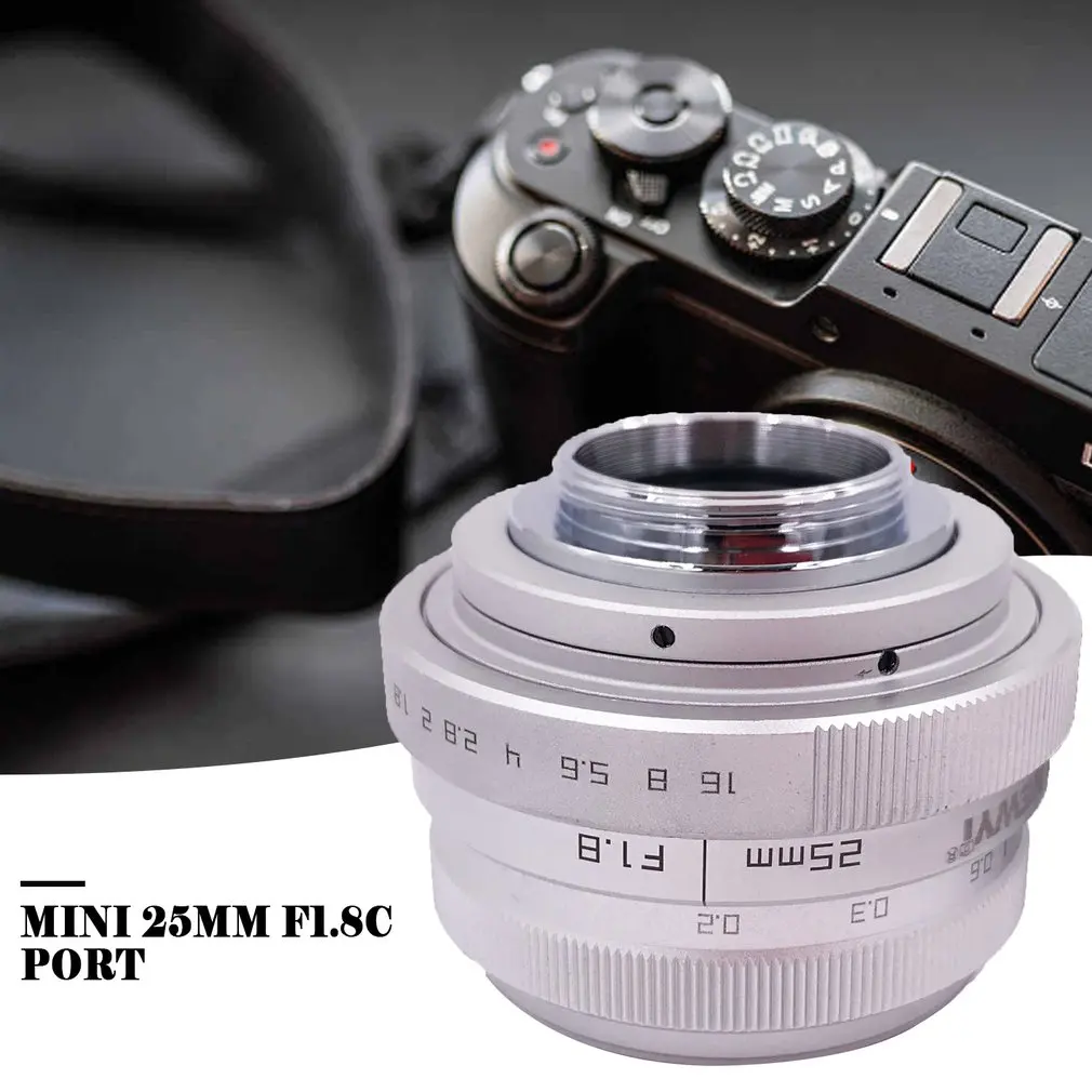 Lente para celular 25 мм F1.8 Мини CCTV C Mount широкоугольный объектив для sony Nikon Canon DSLR lentille для освещения под светильник