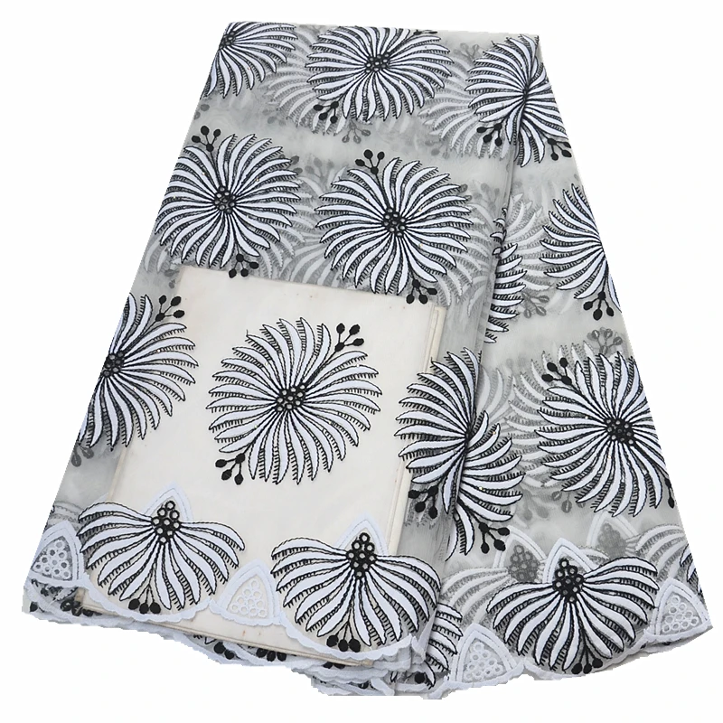 

2019 new african nigerian lace tulle lace fabric white and black french net lace african fabric embroidery for party dress