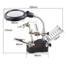 Led Soldering Iron Station Stand W/ Welding Magnifier Glass Clip Clamp Third Hand Magnifying Glass Soldering Holder Repair Tool magnifier phone repair platform station universal clamp form magnifying glass desktop holder soldering repair tool