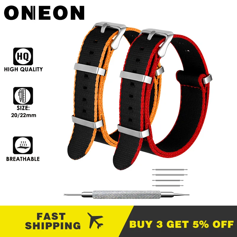 Онеон нейлоновый ремешок для Брендовые Часы Аксессуары НАТО Стиль 20/22 мм легкий