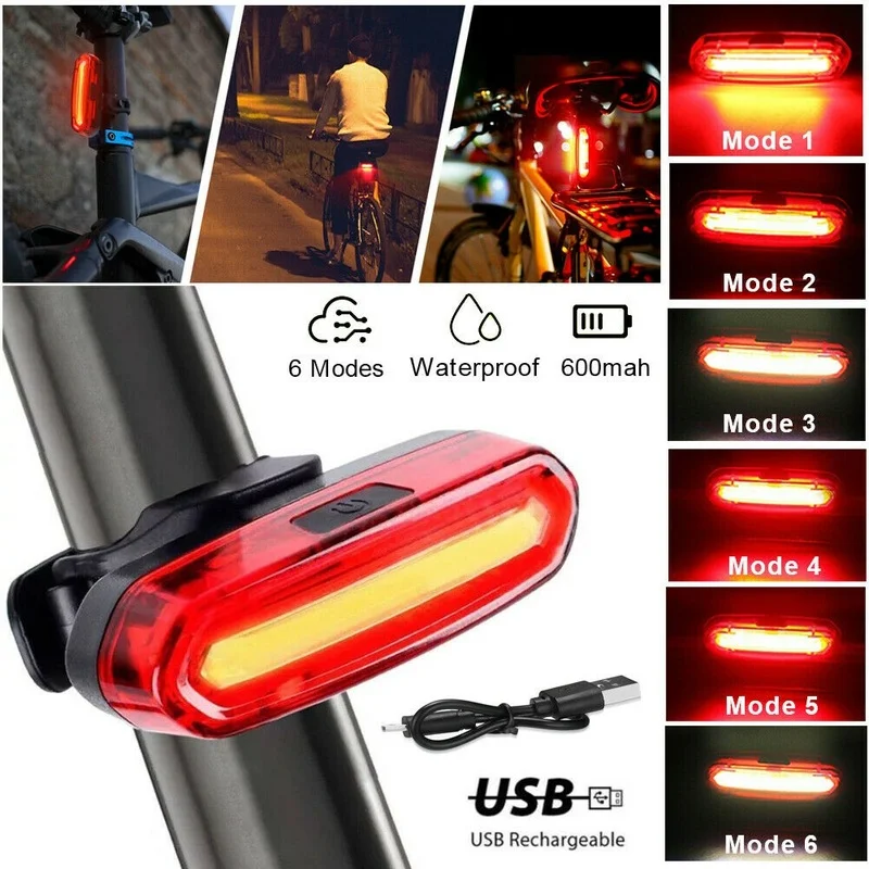 

Bicycle Rear Light Waterproof USB Rechargeable LED MTB Safety Warning Light Lamp Bike Flashing Accessories Cycling Taillight