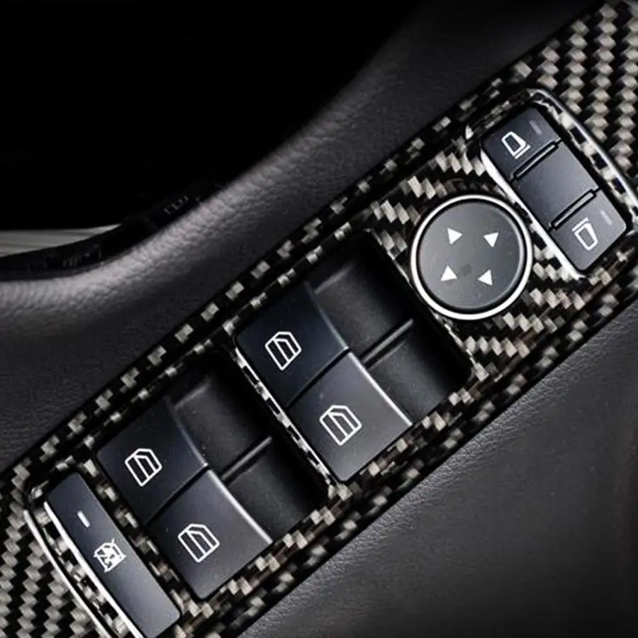 Внутренняя Кнопка Подъема Окна Рамка отделка углеродного волокна подходит для Mercedes Benz C Class W204 2005 2006 2007 2008 2009 2010 2011 2012