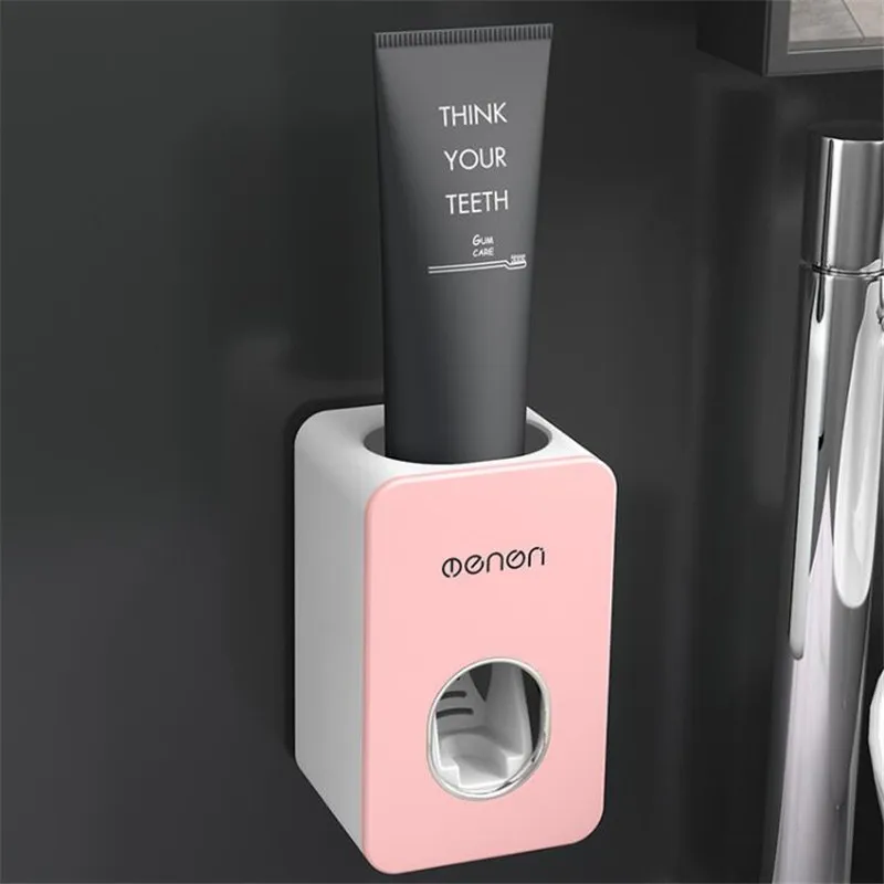 pink Автоматический диспенсер для зубной пасты для ванной инструменты для зубной пасты соковыжималки настенная подставка для зубных щеток крепление стойки аксессуары для ванной комнаты - Цвет: pink